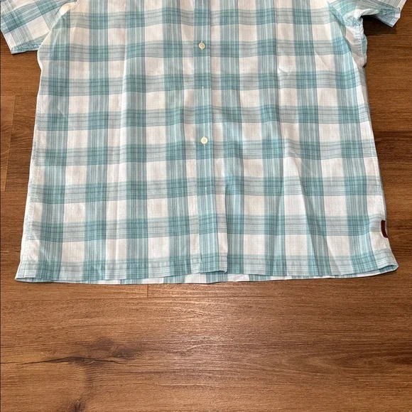 Men's Ben Sherman Teal Short Sleeve Button Down Plaid Shirt. Size XL - Picture 3 of 5